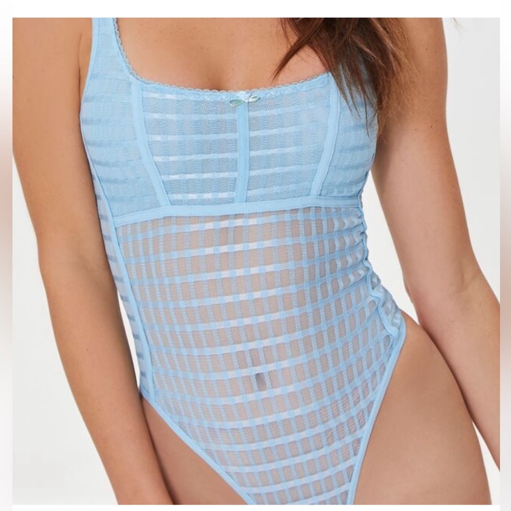 Blue lace bodysuit